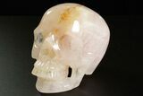 Realistic, Polished Brazilian Rose Quartz Crystal Skull #378687-2